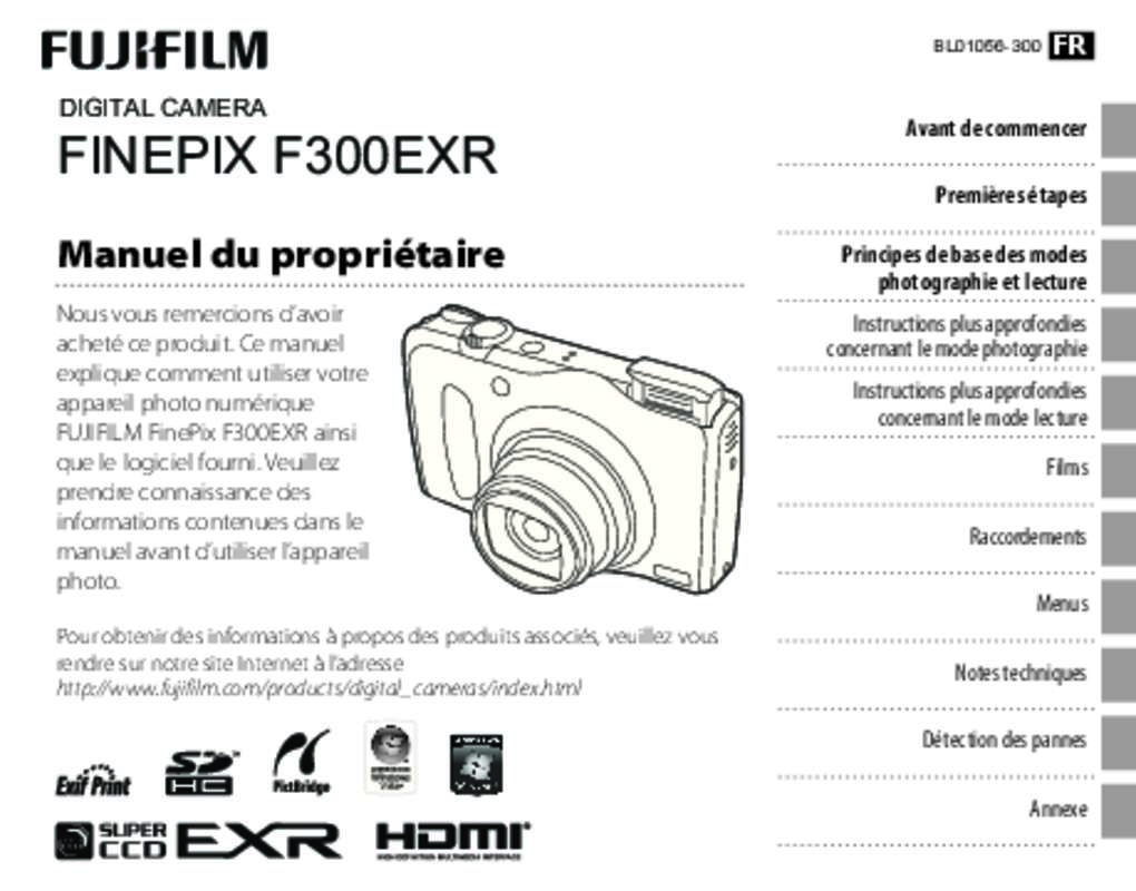 Guide utilisation FUJIFILM FINEPIX F300EXR  de la marque FUJIFILM