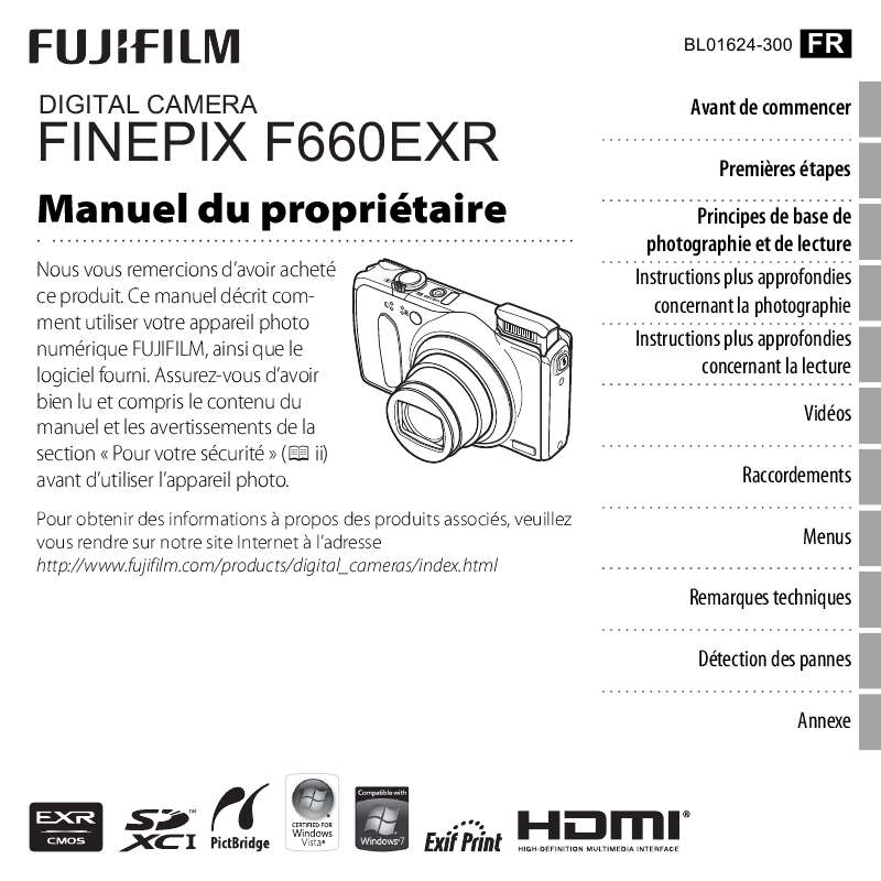 Guide utilisation FUJIFILM FINEPIX F660EXR  de la marque FUJIFILM