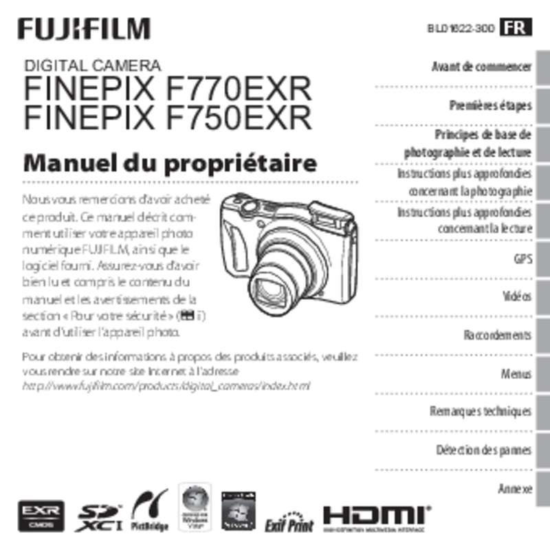 Guide utilisation FUJIFILM FINEPIX F770EXR  de la marque FUJIFILM