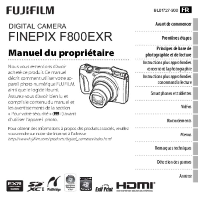 Guide utilisation FUJIFILM FINEPIX F800EXR  de la marque FUJIFILM