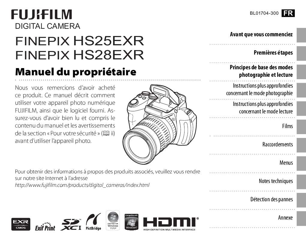Guide utilisation FUJIFILM FINEPIX HS25EXR  de la marque FUJIFILM