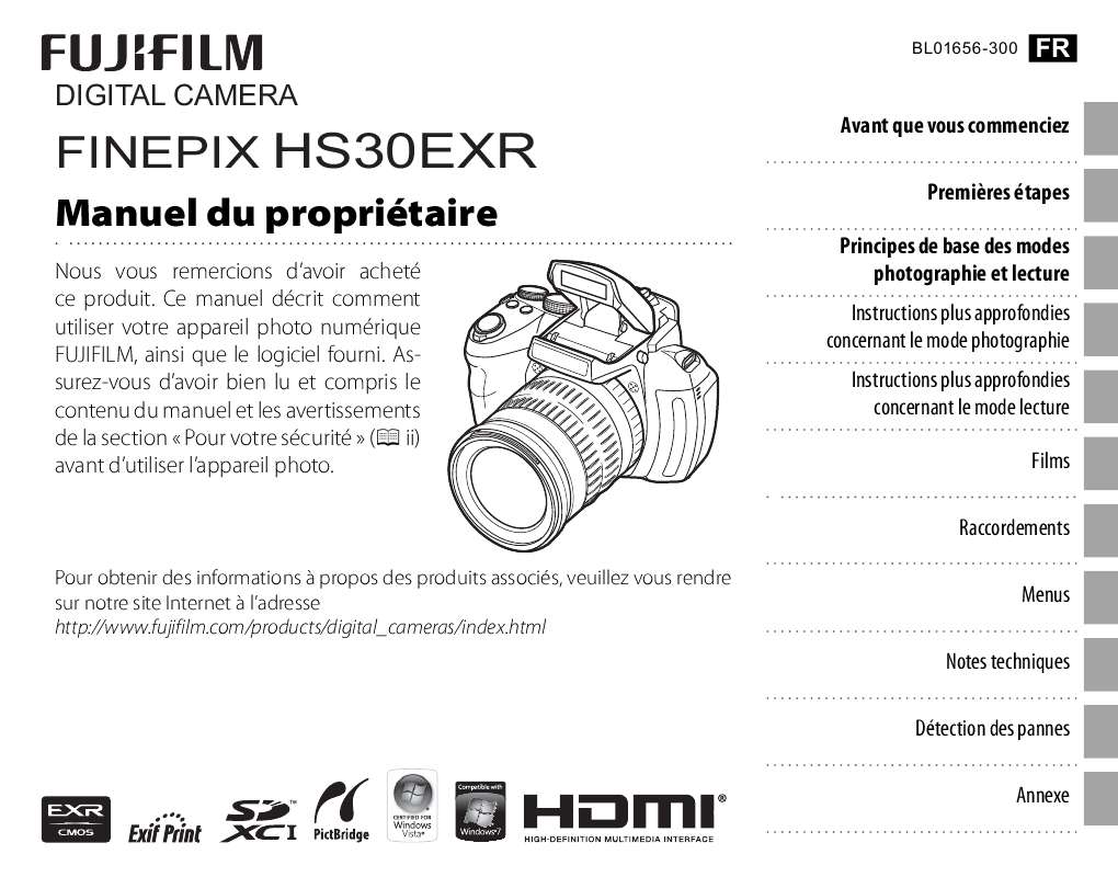 Guide utilisation FUJIFILM FINEPIX HS30EXR  de la marque FUJIFILM