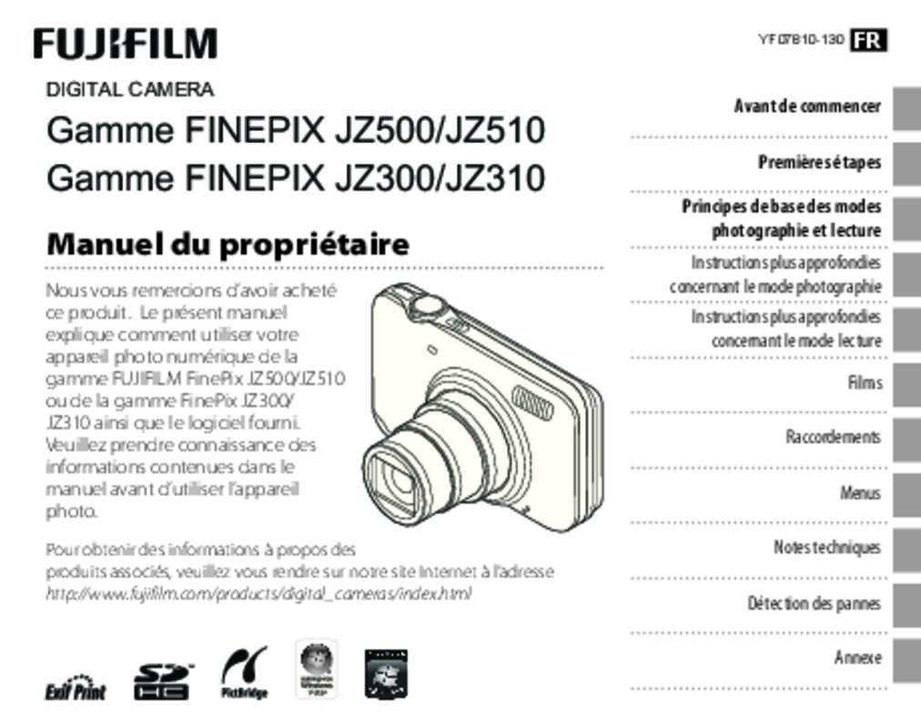 Guide utilisation FUJIFILM FINEPIX JZ300  de la marque FUJIFILM