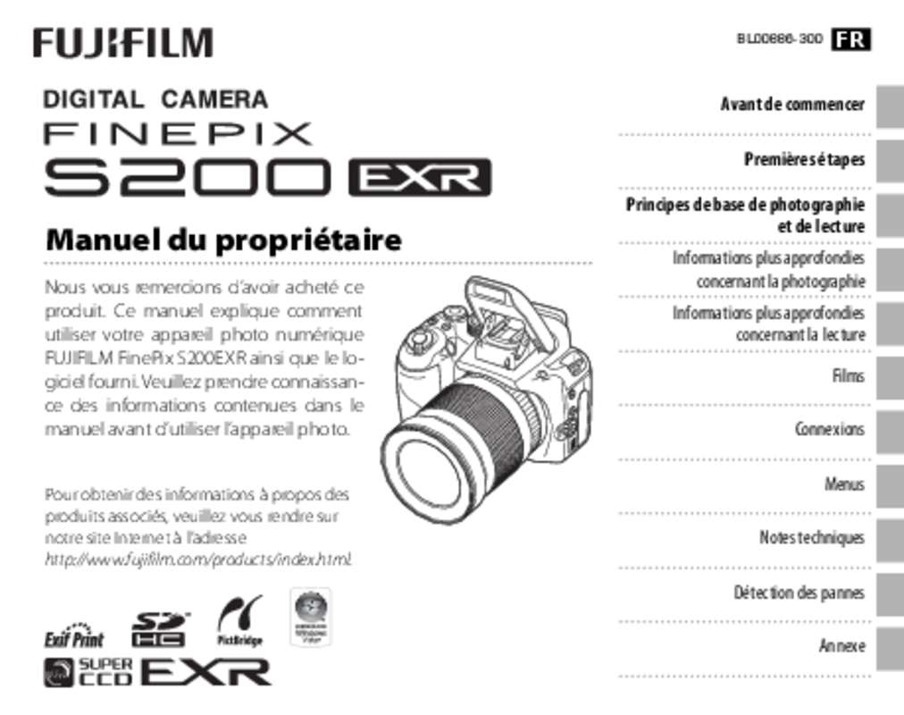 Guide utilisation FUJIFILM FINEPIX S200EXR  de la marque FUJIFILM