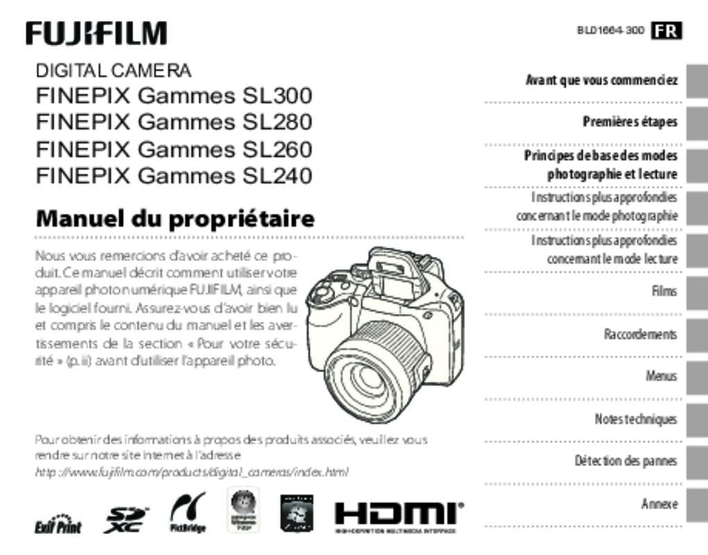 Guide utilisation FUJIFILM FINEPIX SL300  de la marque FUJIFILM