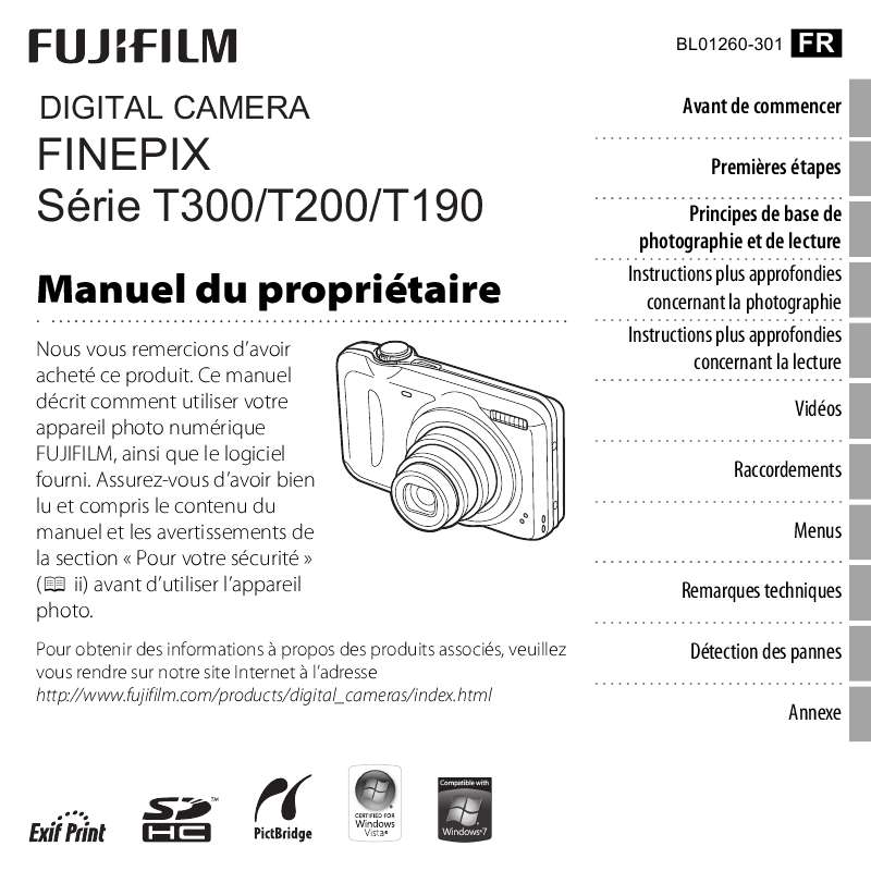 Guide utilisation FUJIFILM FINEPIX T190  de la marque FUJIFILM