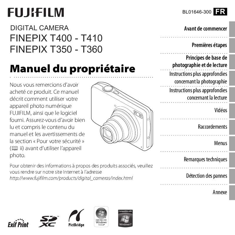 Guide utilisation FUJIFILM FINEPIX T360  de la marque FUJIFILM
