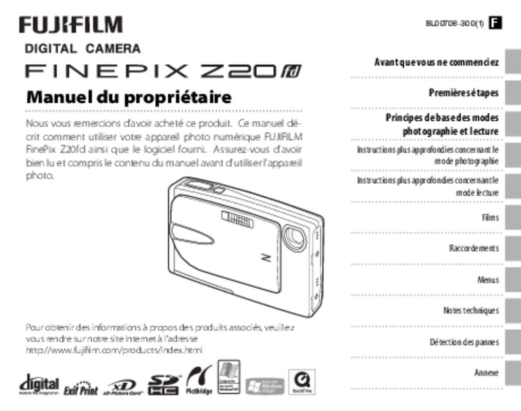 Guide utilisation FUJIFILM FINEPIX Z20FD  de la marque FUJIFILM