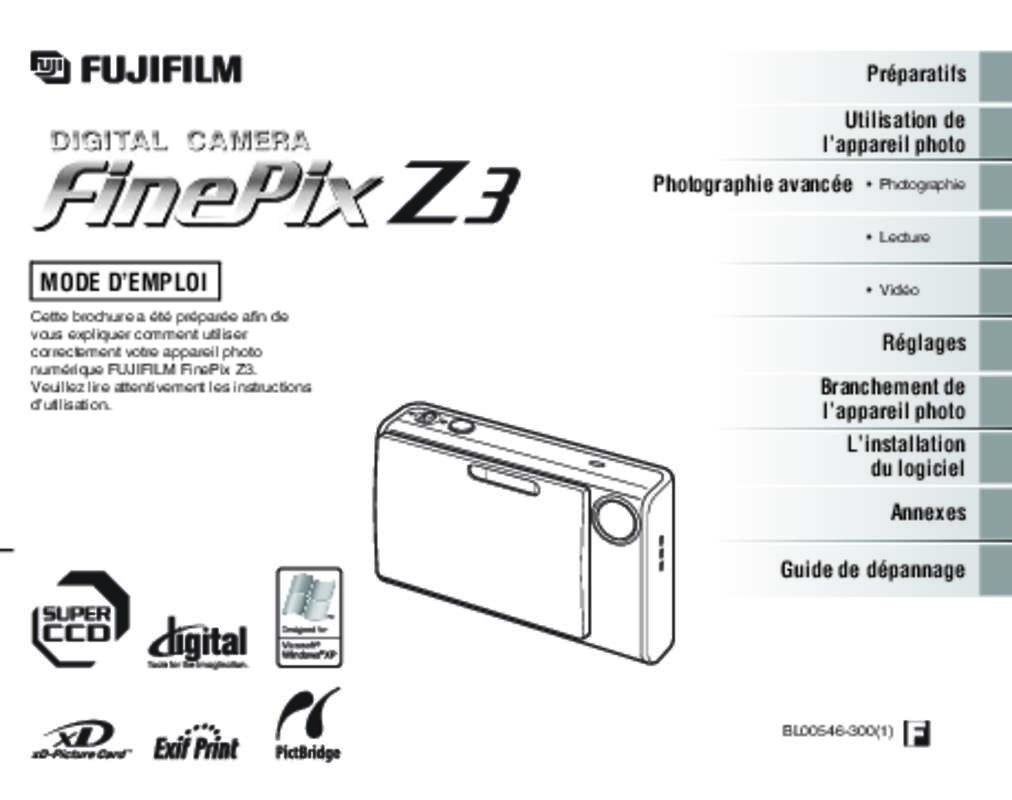 Guide utilisation FUJIFILM FINEPIX Z3  de la marque FUJIFILM