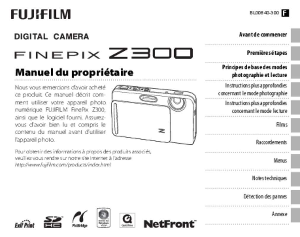Guide utilisation FUJIFILM FINEPIX Z300  de la marque FUJIFILM