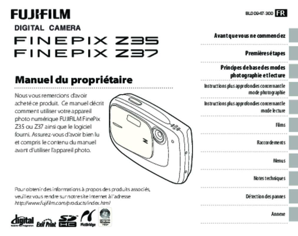 Guide utilisation FUJIFILM FINEPIX Z35  de la marque FUJIFILM