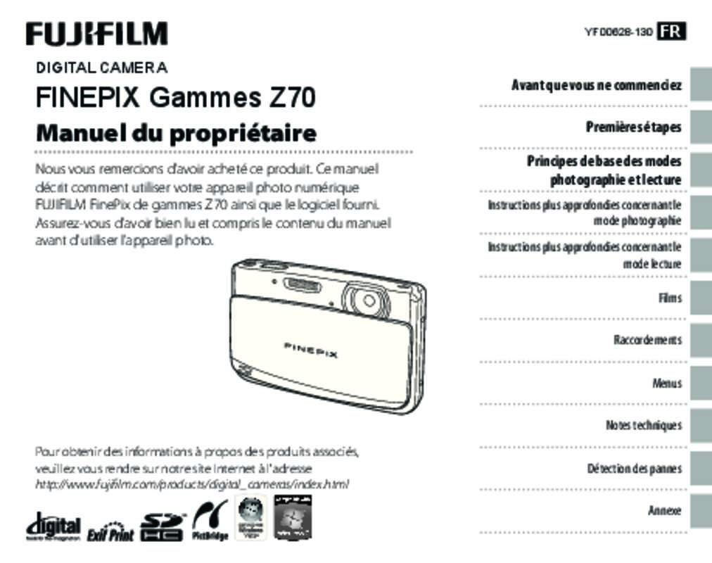 Guide utilisation FUJIFILM FINEPIX Z70  de la marque FUJIFILM