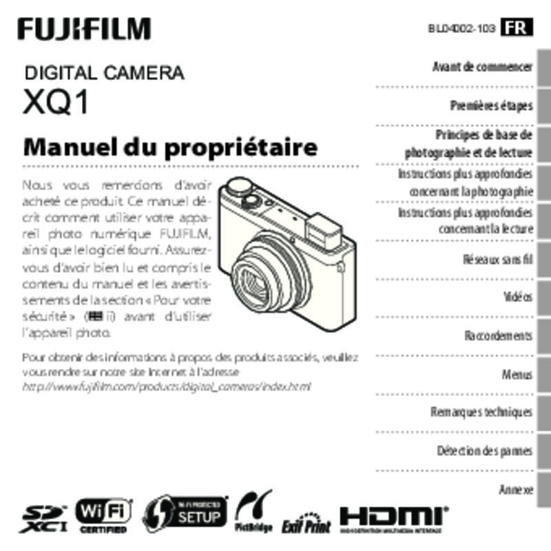 Guide utilisation FUJIFILM XQ1  de la marque FUJIFILM