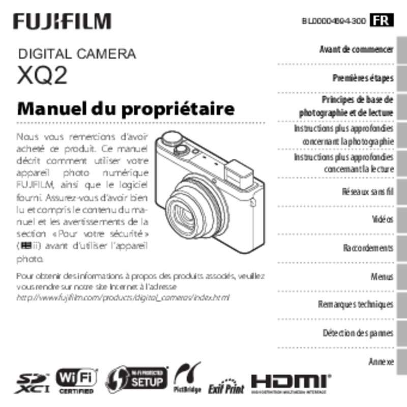 Guide utilisation FUJIFILM XQ2  de la marque FUJIFILM
