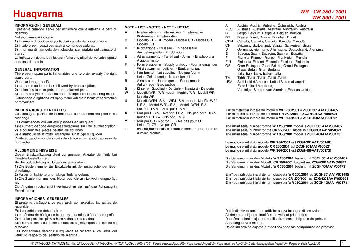 Guide utilisation HUSQVARNA CR 360  de la marque HUSQVARNA