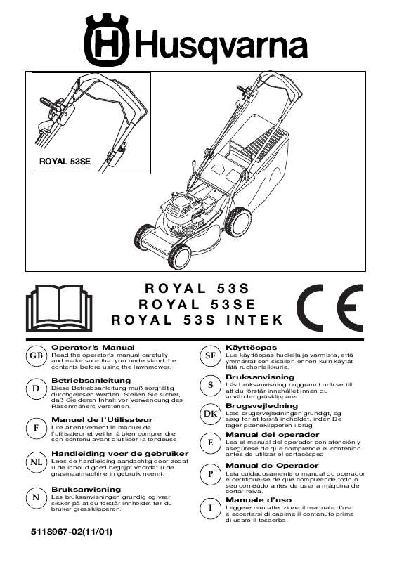 Guide utilisation HUSQVARNA ROYAL 53 S INTEK  de la marque HUSQVARNA