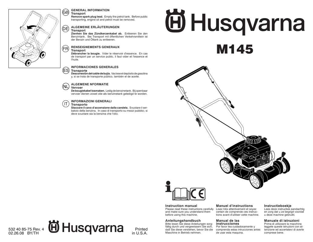 Guide utilisation HUSQVARNA M145  de la marque HUSQVARNA