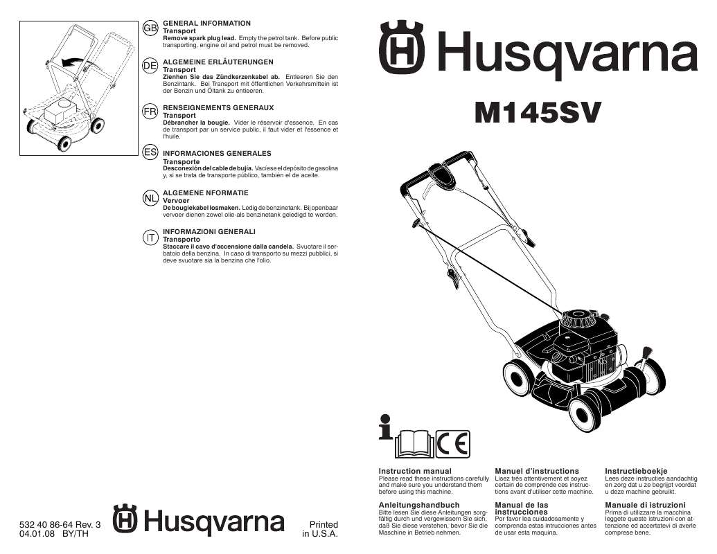 Guide utilisation HUSQVARNA M145SV  de la marque HUSQVARNA
