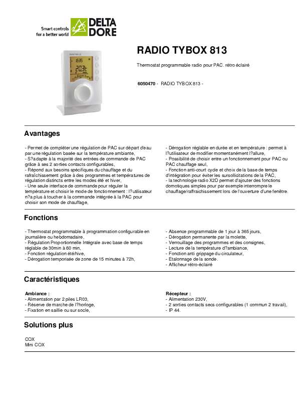 Guide utilisation DELTA DORE RADIO TYBOX 813  de la marque DELTA DORE