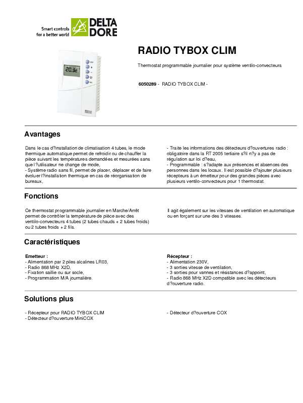 Guide utilisation DELTA DORE RADIO TYBOX CLIM  de la marque DELTA DORE