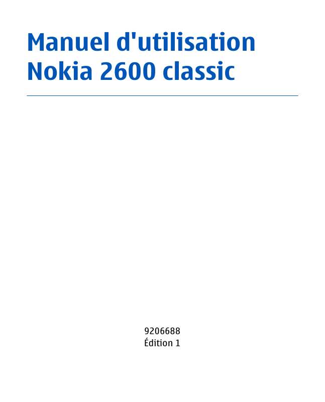 Guide utilisation NOKIA 2600 CLASSIC  de la marque NOKIA