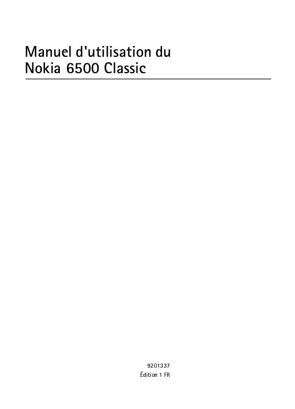 Guide utilisation NOKIA 6500 CLASSIC  de la marque NOKIA