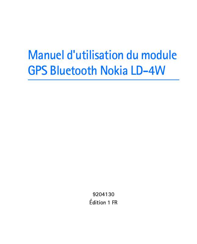 Guide utilisation NOKIA BLUETOOTH GPS MODULE LD-4W  de la marque NOKIA