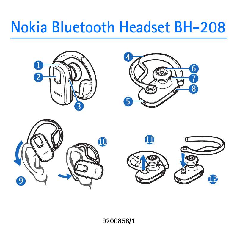 Guide utilisation NOKIA BLUETOOTH HEADSET BH-208  de la marque NOKIA