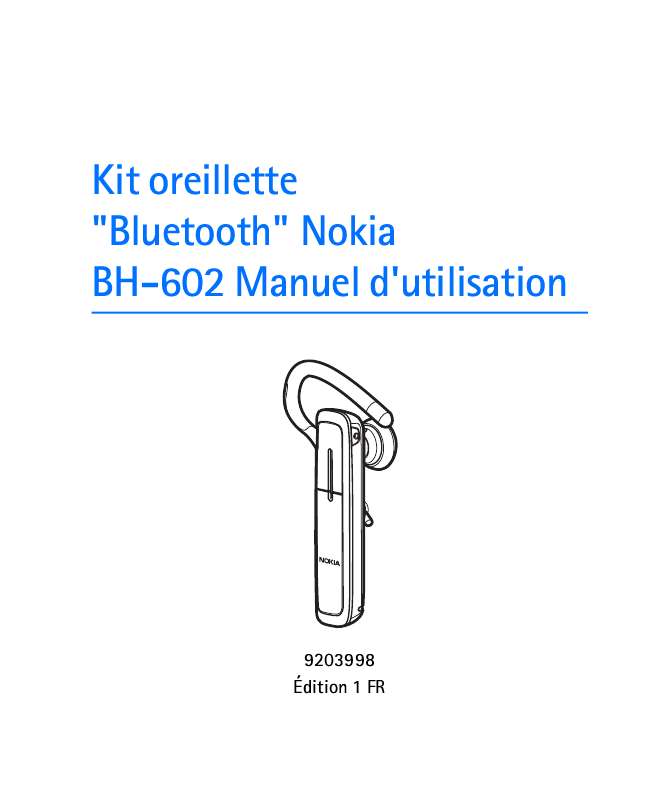 Guide utilisation NOKIA BLUETOOTH HEADSET BH-602  de la marque NOKIA