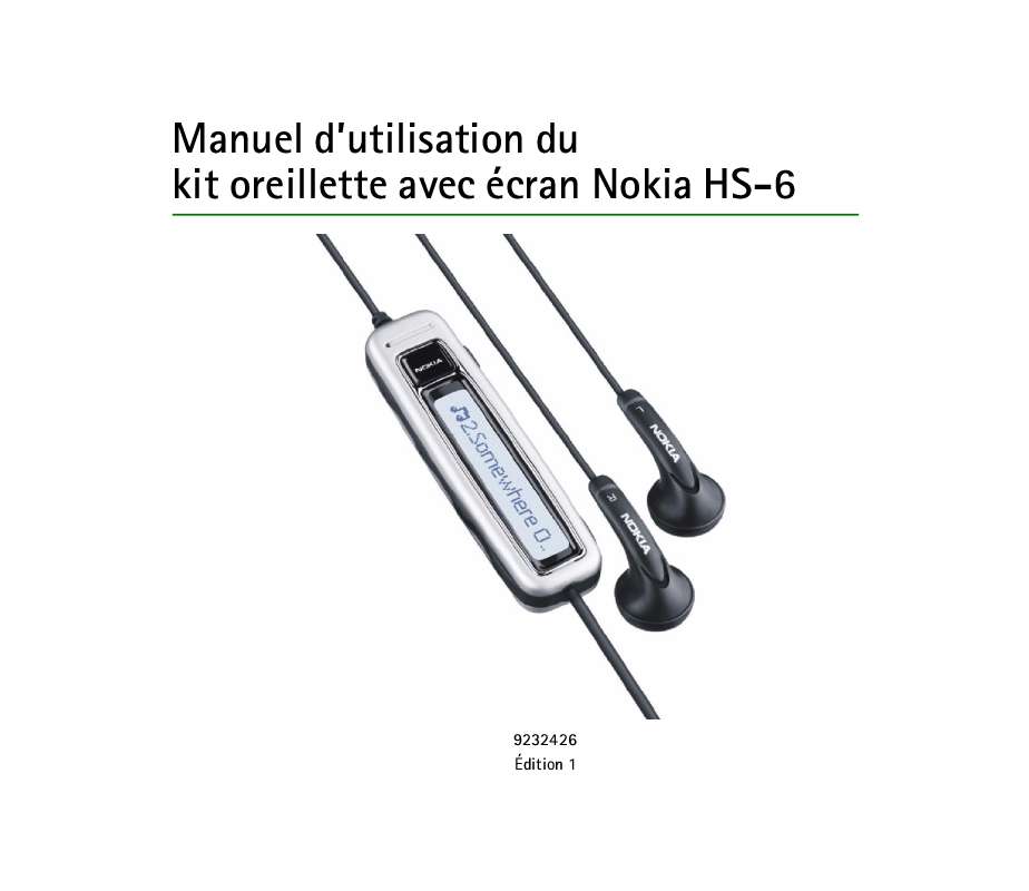 Guide utilisation NOKIA DISPLAY HEADSET HS-6  de la marque NOKIA