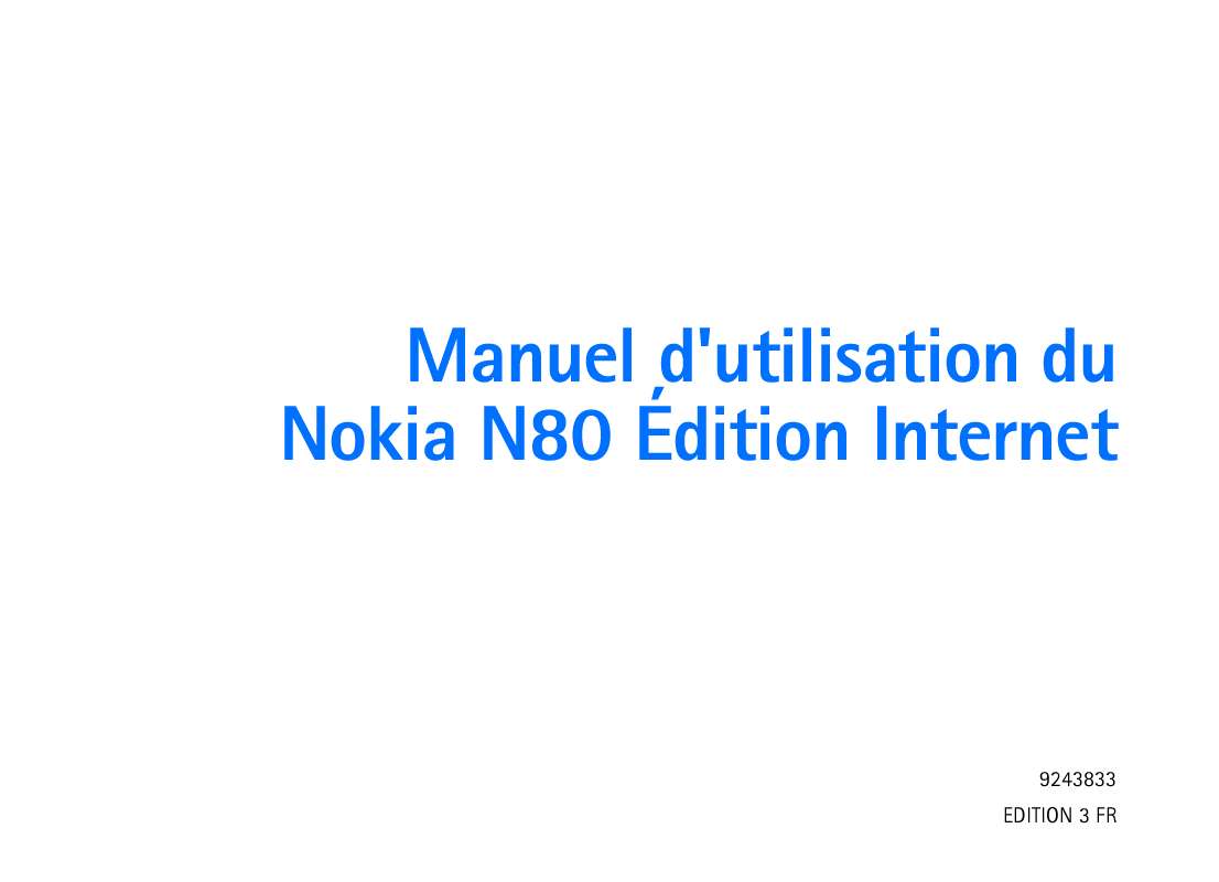 Guide utilisation NOKIA N80-1 INTERNET EDITION  de la marque NOKIA