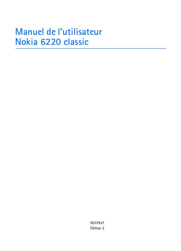 Guide utilisation NOKIA 6220 CLASSIC  de la marque NOKIA