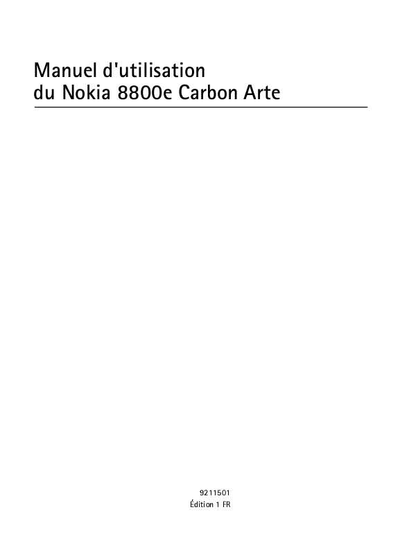 Guide utilisation NOKIA 8800E CARBON ARTE  de la marque NOKIA