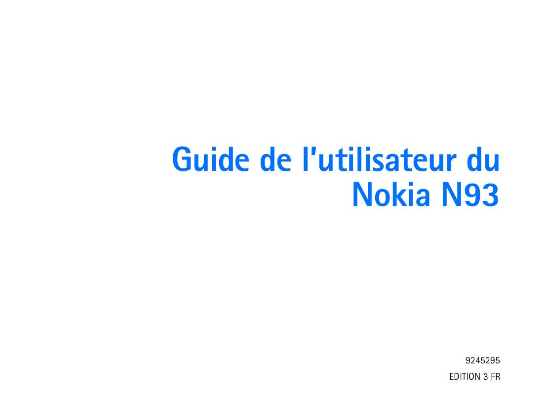 Guide utilisation NOKIA N93  de la marque NOKIA
