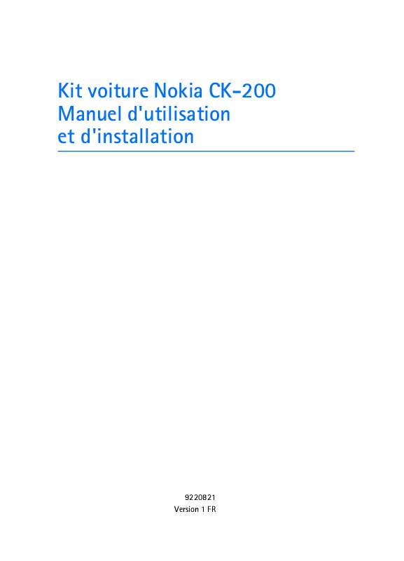 Guide utilisation NOKIA CAR KIT CK-200  de la marque NOKIA