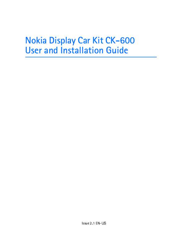Guide utilisation NOKIA DISPLAY CAR KIT CK-600  de la marque NOKIA