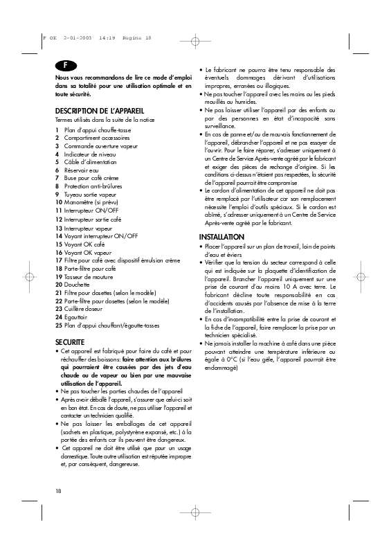 Guide utilisation DELONGHI EC 610 de la marque DELONGHI