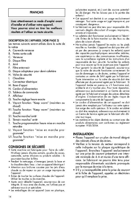 Guide utilisation DELONGHI EMKE 21. R de la marque DELONGHI