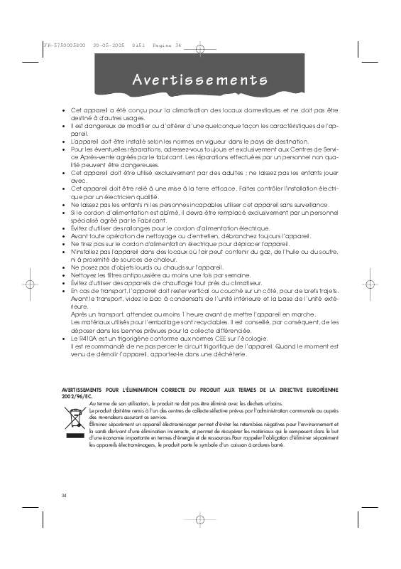 Guide utilisation DELONGHI PAC S120 HP  de la marque DELONGHI