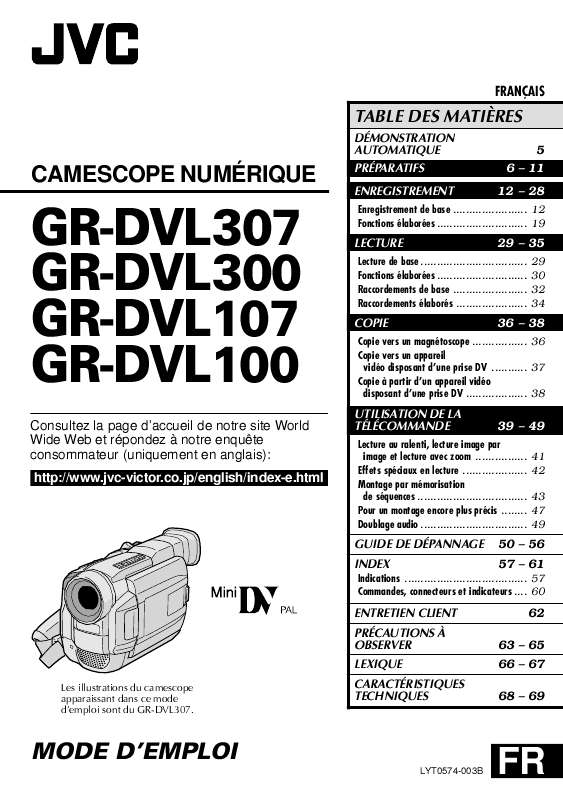 Guide utilisation JVC GR-DVL100  de la marque JVC