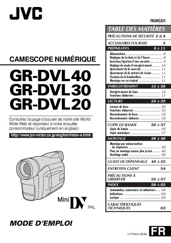 Guide utilisation JVC GR-DVL30  de la marque JVC