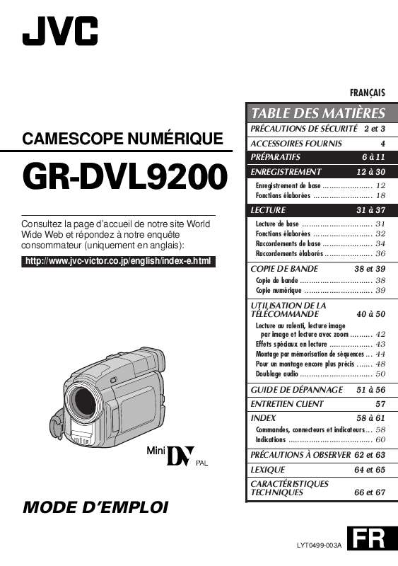 Guide utilisation JVC GR-DVL9200  de la marque JVC