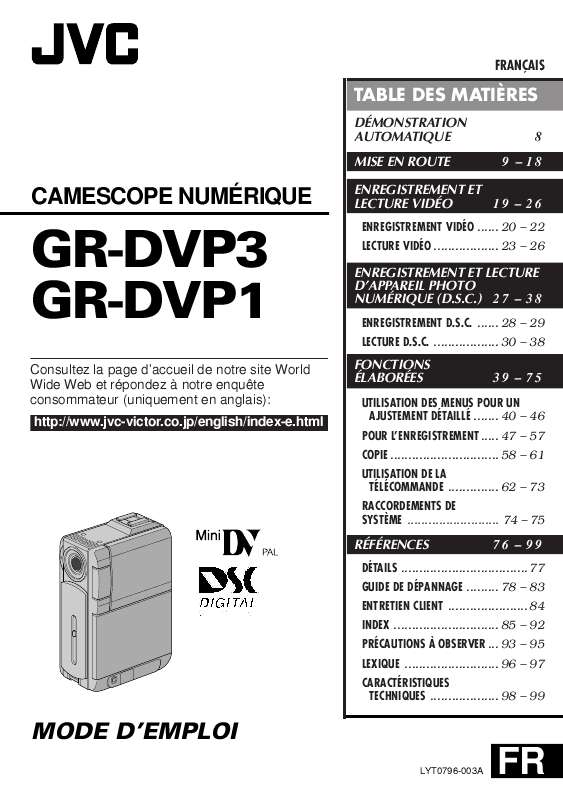 Guide utilisation JVC GR-DVP1  de la marque JVC