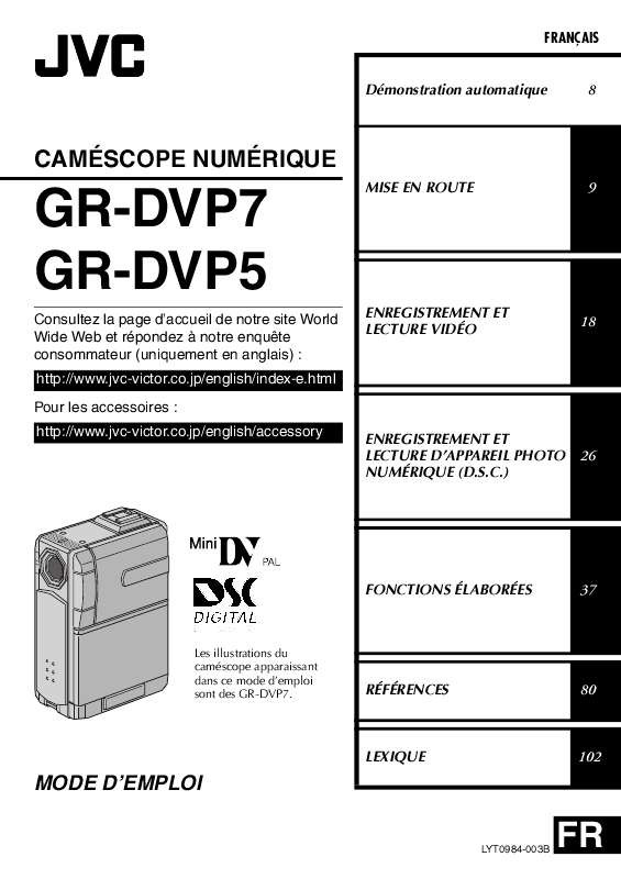 Guide utilisation JVC GR-DVP5  de la marque JVC