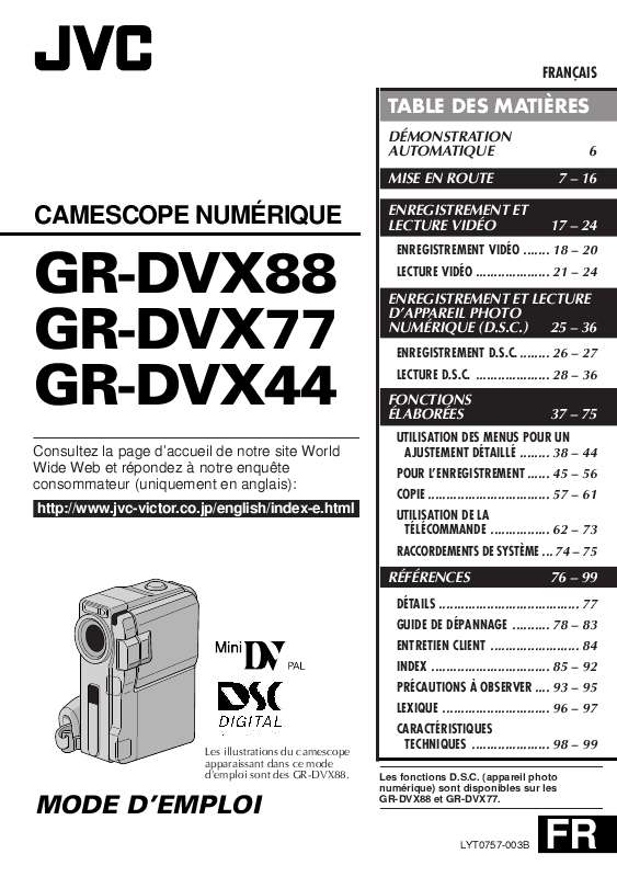 Guide utilisation JVC GR-DVX88  de la marque JVC