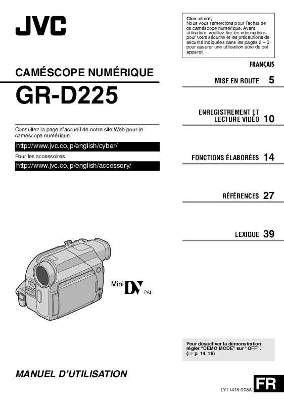 Guide utilisation JVC GR-D225E  de la marque JVC