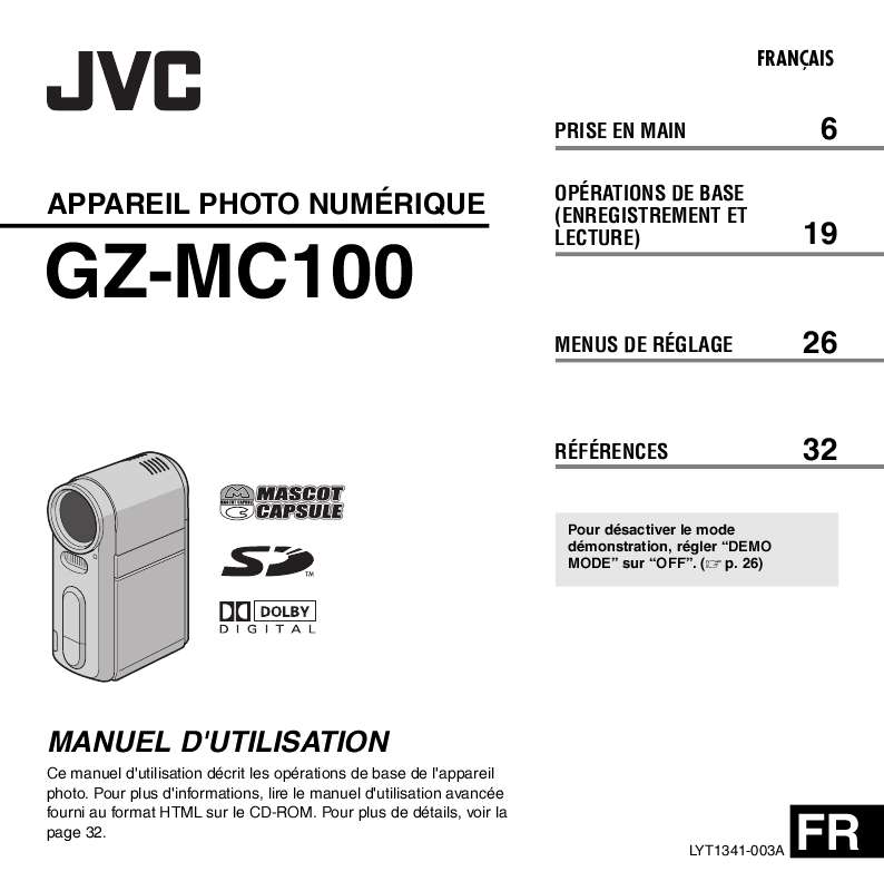 Guide utilisation JVC GZ-MC100  de la marque JVC