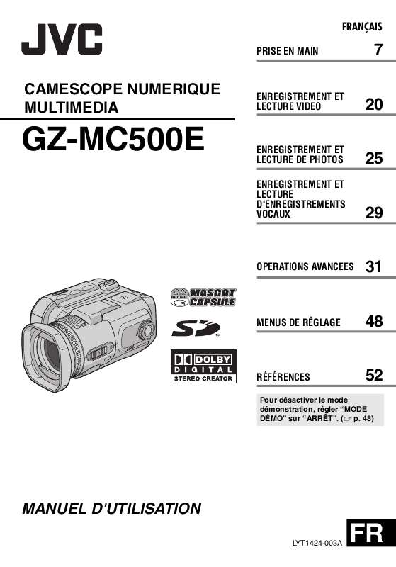 Guide utilisation JVC GZ-MC500E  de la marque JVC