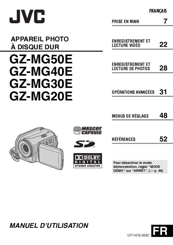 Guide utilisation JVC GZ-MG20E  de la marque JVC