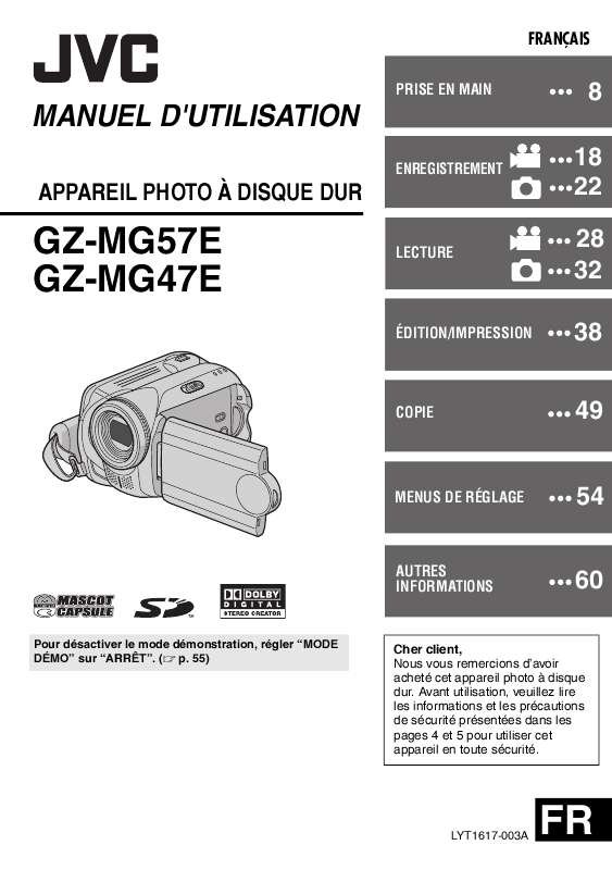 Guide utilisation JVC GZ-MG57EX  de la marque JVC